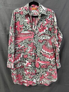 Roberta Freymann Cotton Tunic Top Popover Floral Print India 0113